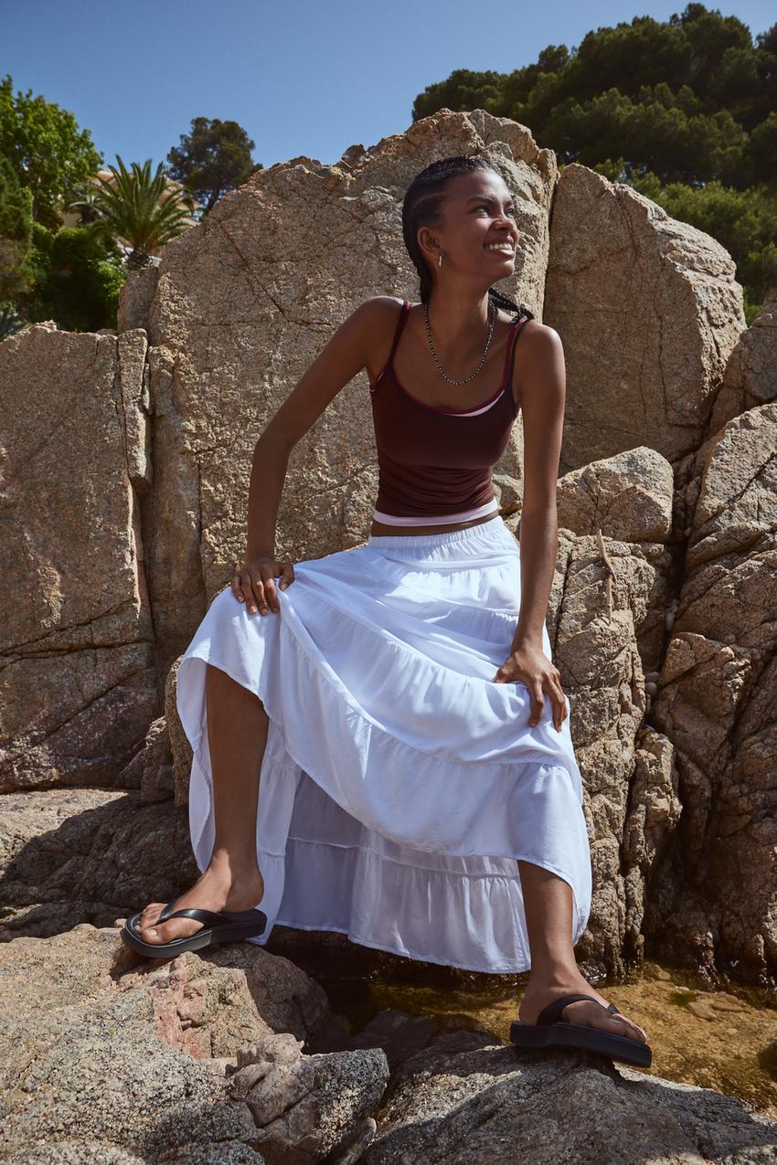 Rustic midi skirt-White