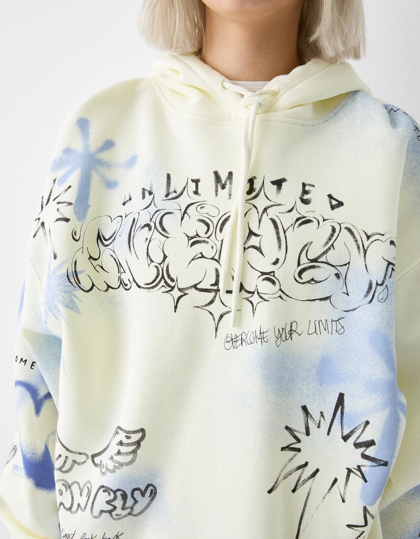 Printed hoodie-White