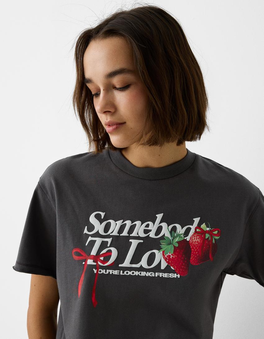 Regular fit short sleeve print T-shirt-Grey-6