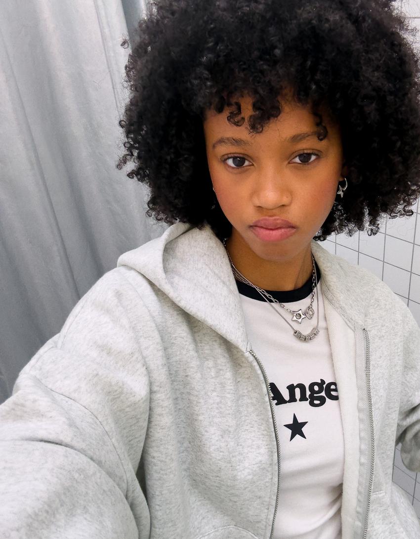 Oversize-Hoodie mit Reißverschluss-Grau