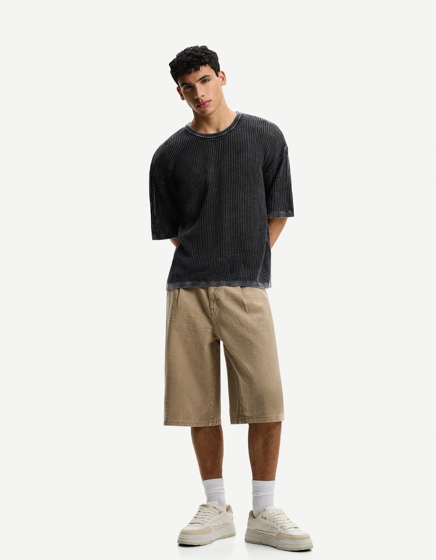 Short-sleeved mesh T-shirt-Black
