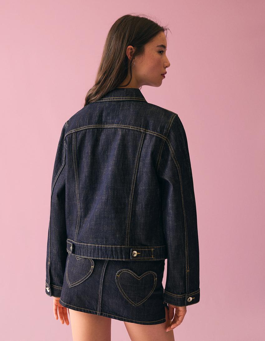 Cazadora denim cremallera-Marino