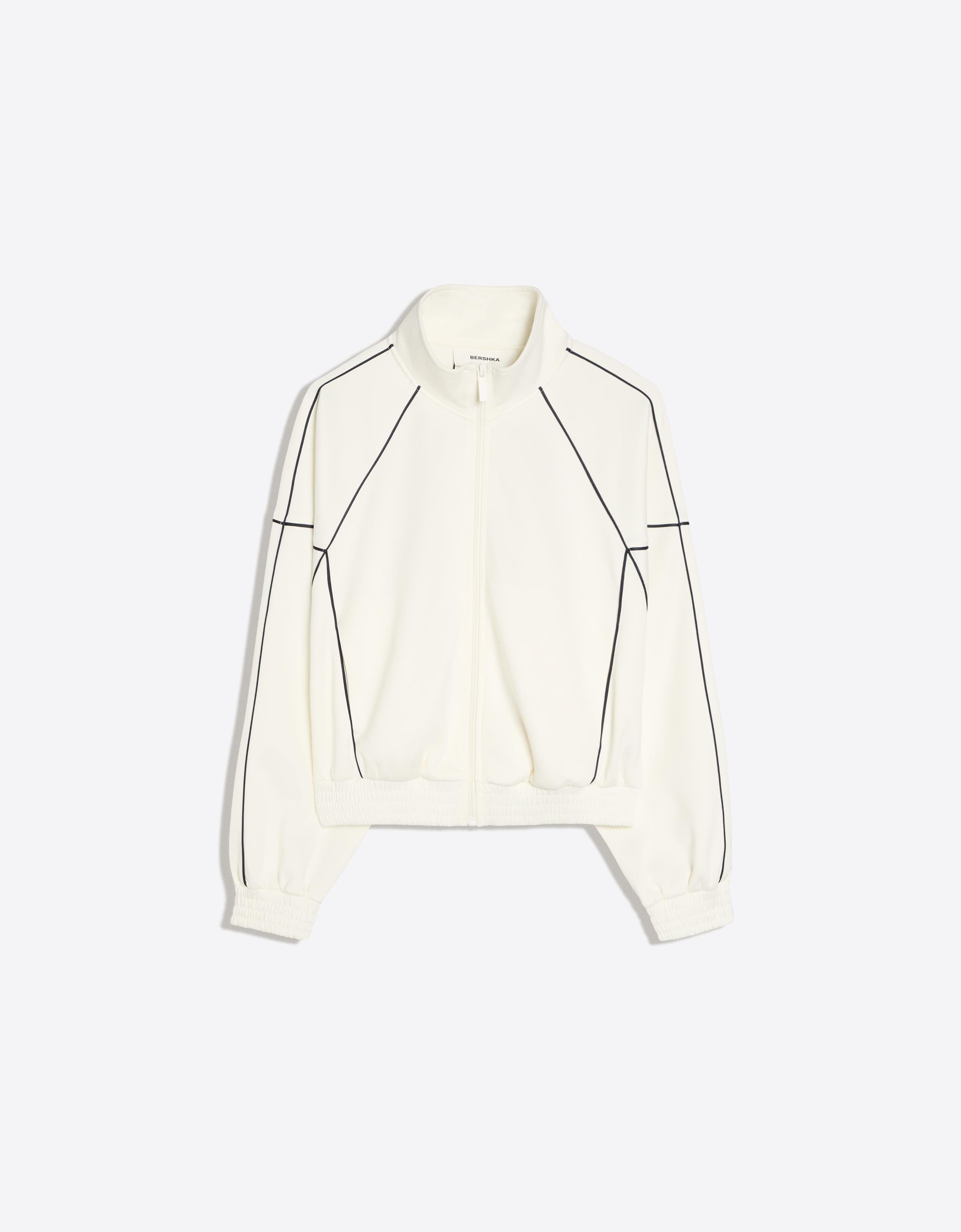 Contrast high neck jacket — Cream