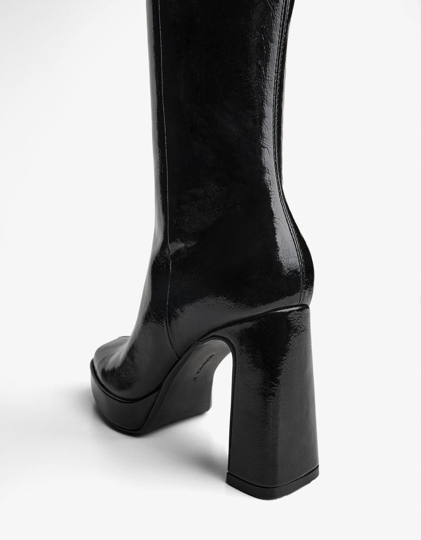 Bota tacón plataforma-Negro