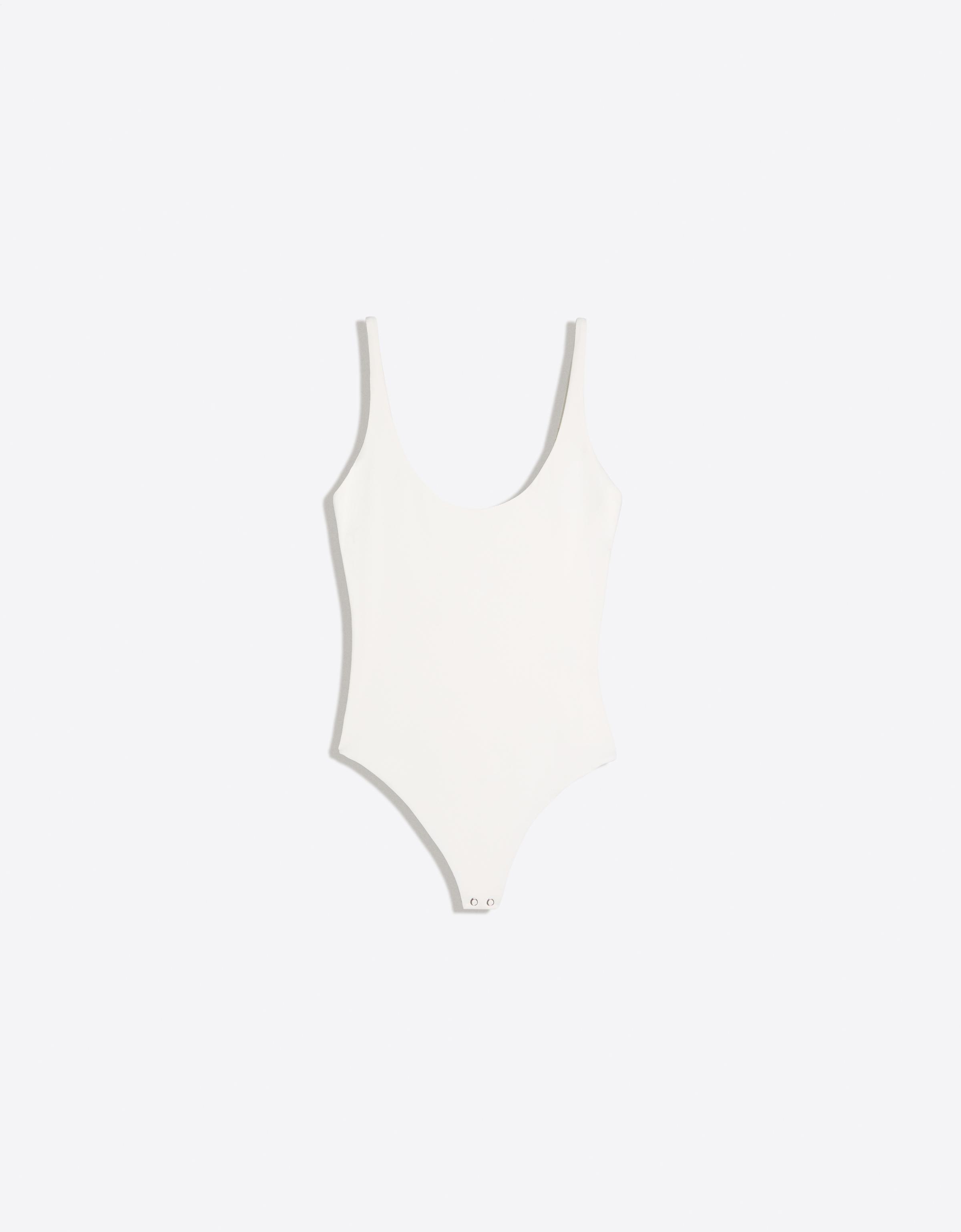 Round neck strappy bodysuit — Cream