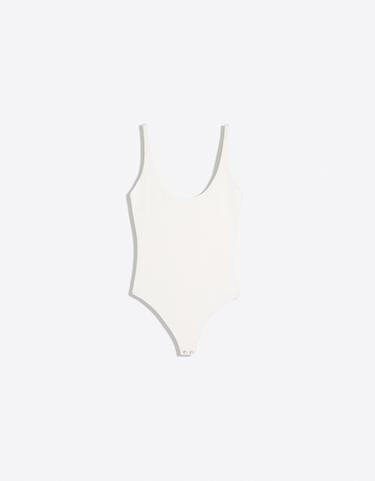 Round neck strappy bodysuit — Cream 4