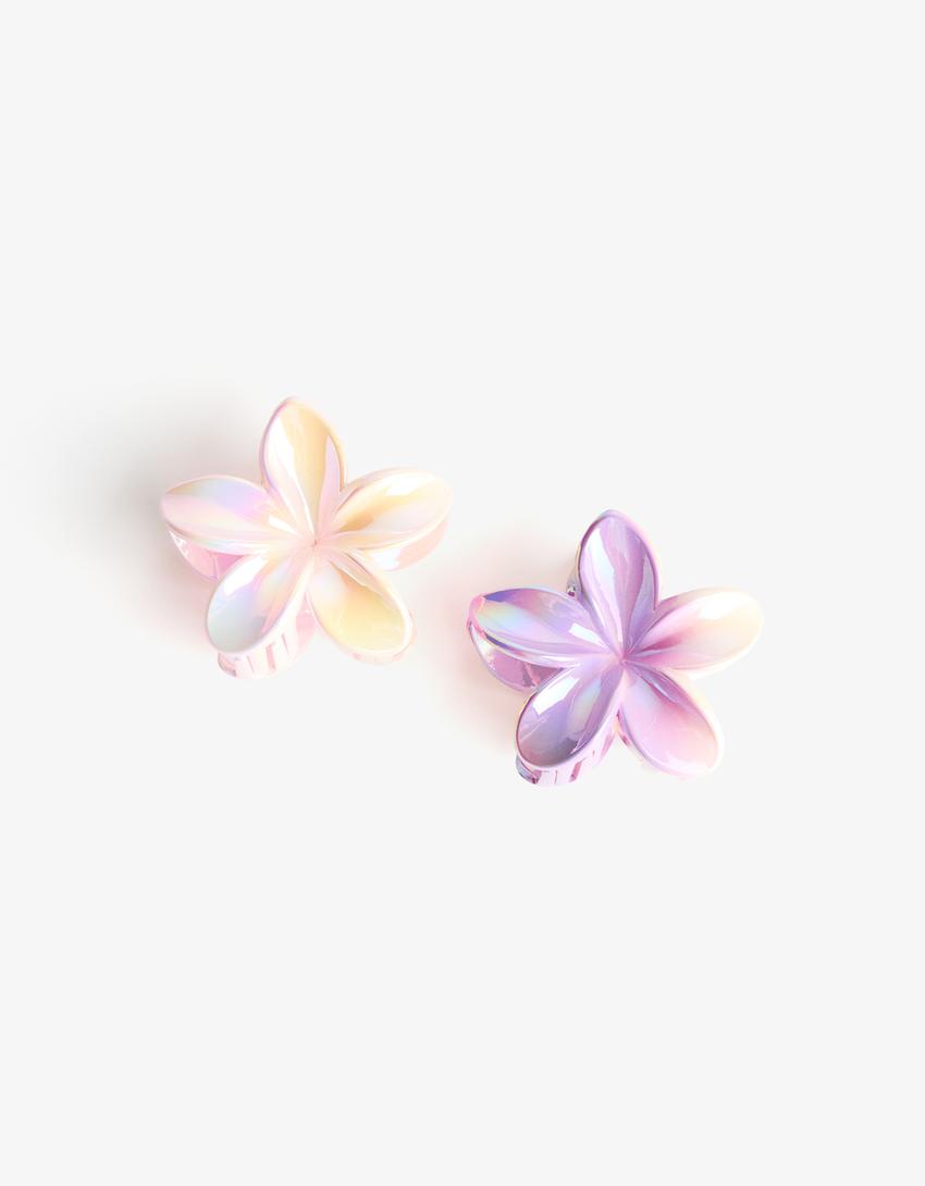 Pack de 2 ganchos de cabelo flor-Roxo-1