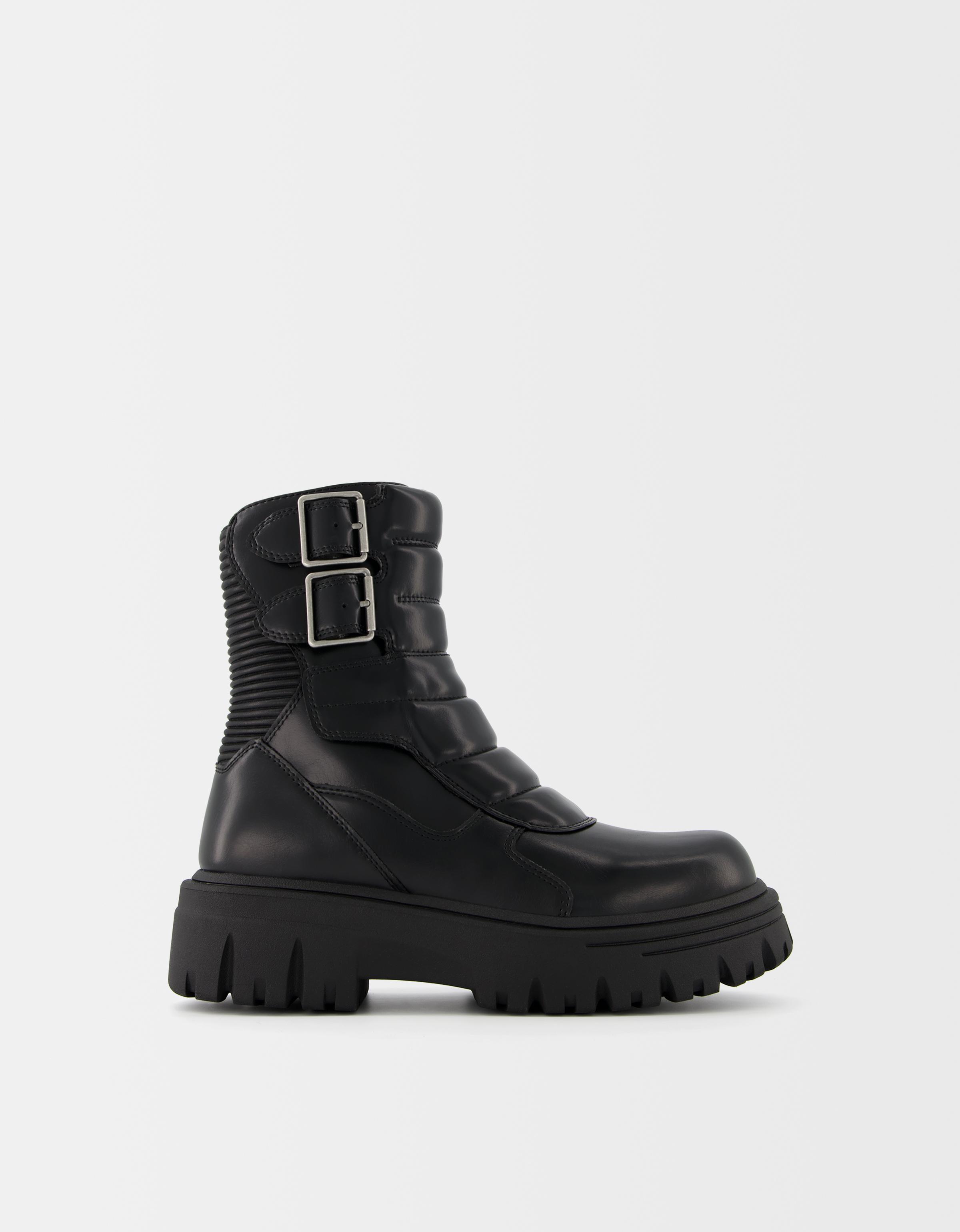 Bershka Plateau-Stiefeletten Mit Schnallen Herren 46 Schwarz