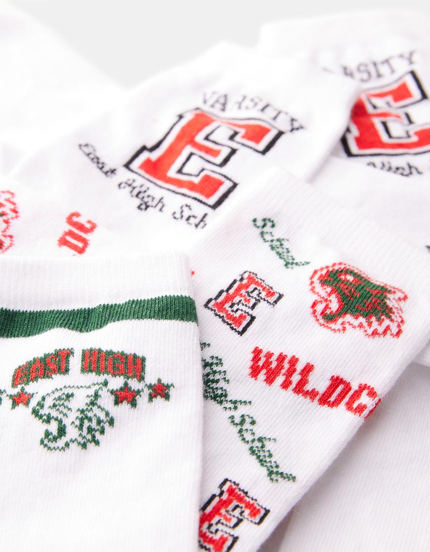 طقم من 3 جوارب بطبعة هاي سكول ميوزيكال-أبيض-2
