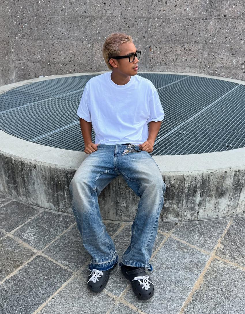 Jeans baggy flare-Bleu lavé-3