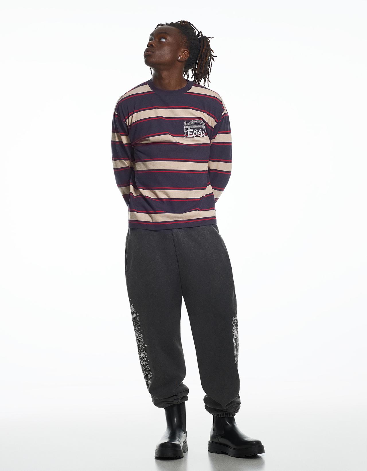 Long sleeve striped T-shirt ARIES X BERSHKA — Navy