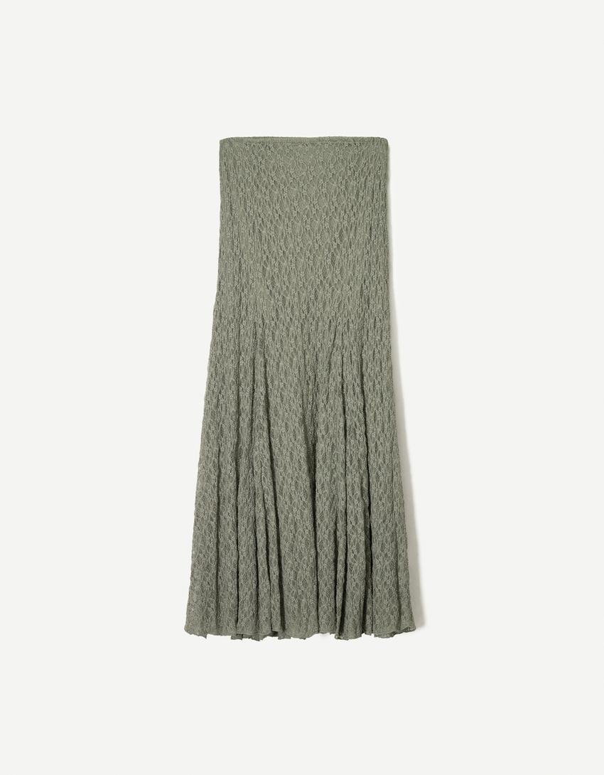 Csipke midiszoknya-Khaki-3