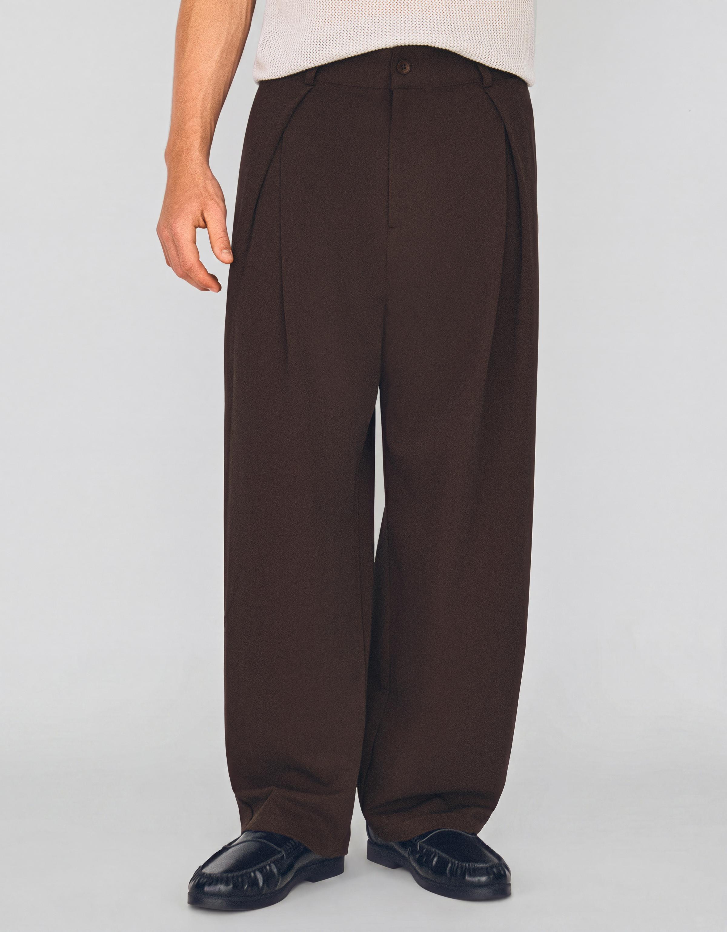 Pleated baggy trousers — Brown