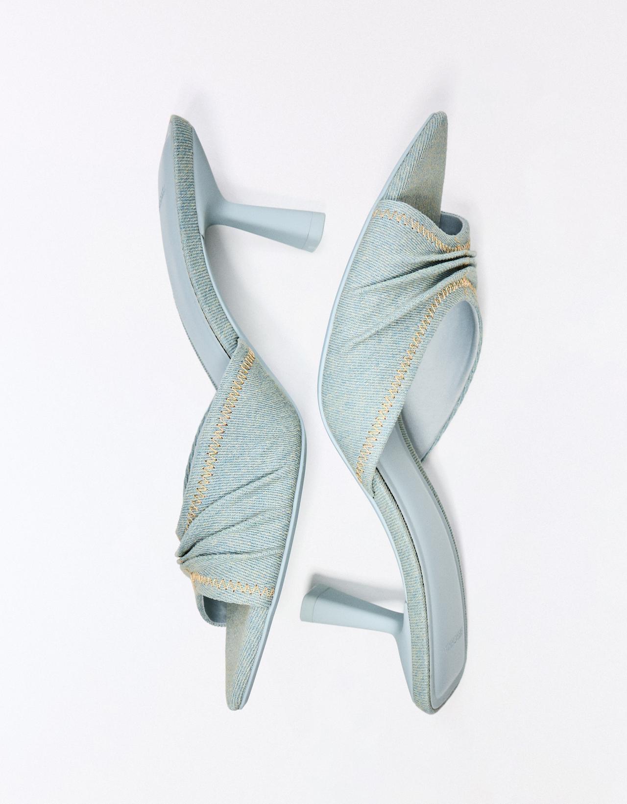 Ruched mule heels — Washed out blue