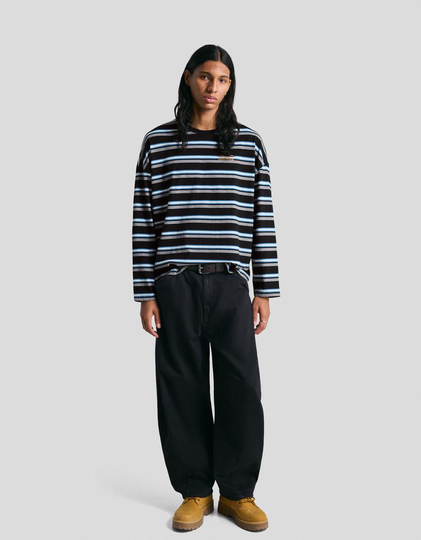Oversized long sleeve T-shirt-Blue