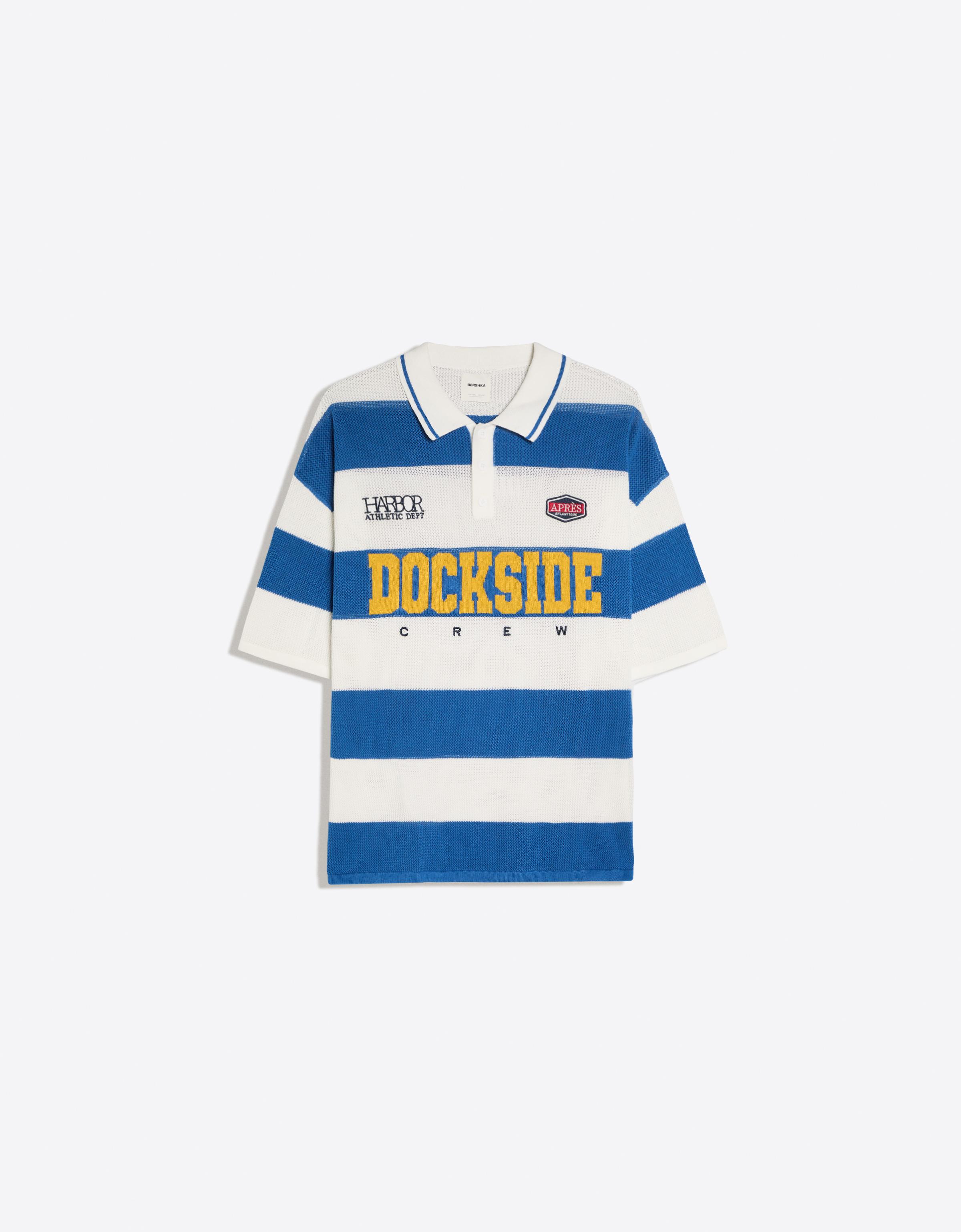 Mesh patch polo shirt — Blue