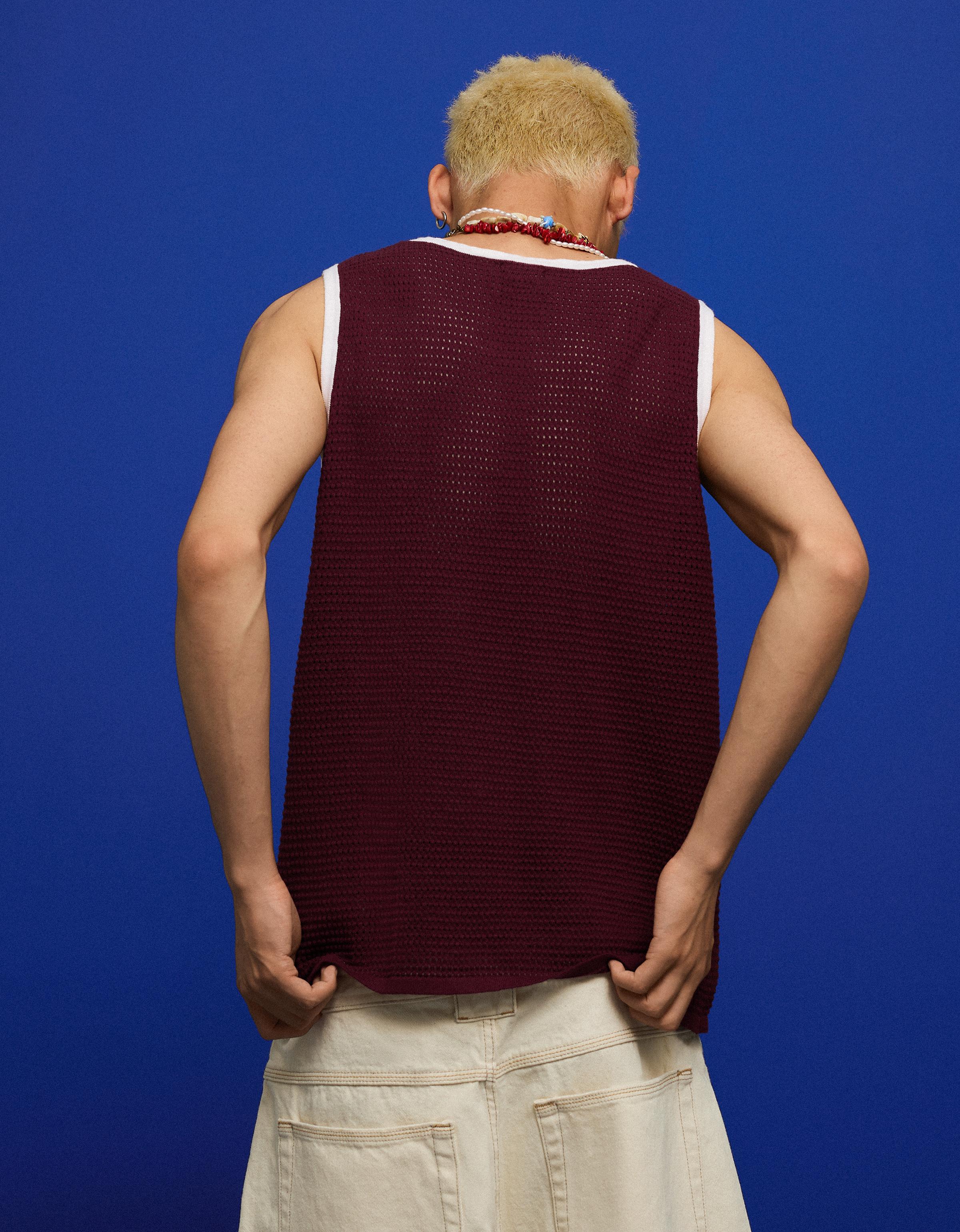 Contrast mesh vest top — Maroon