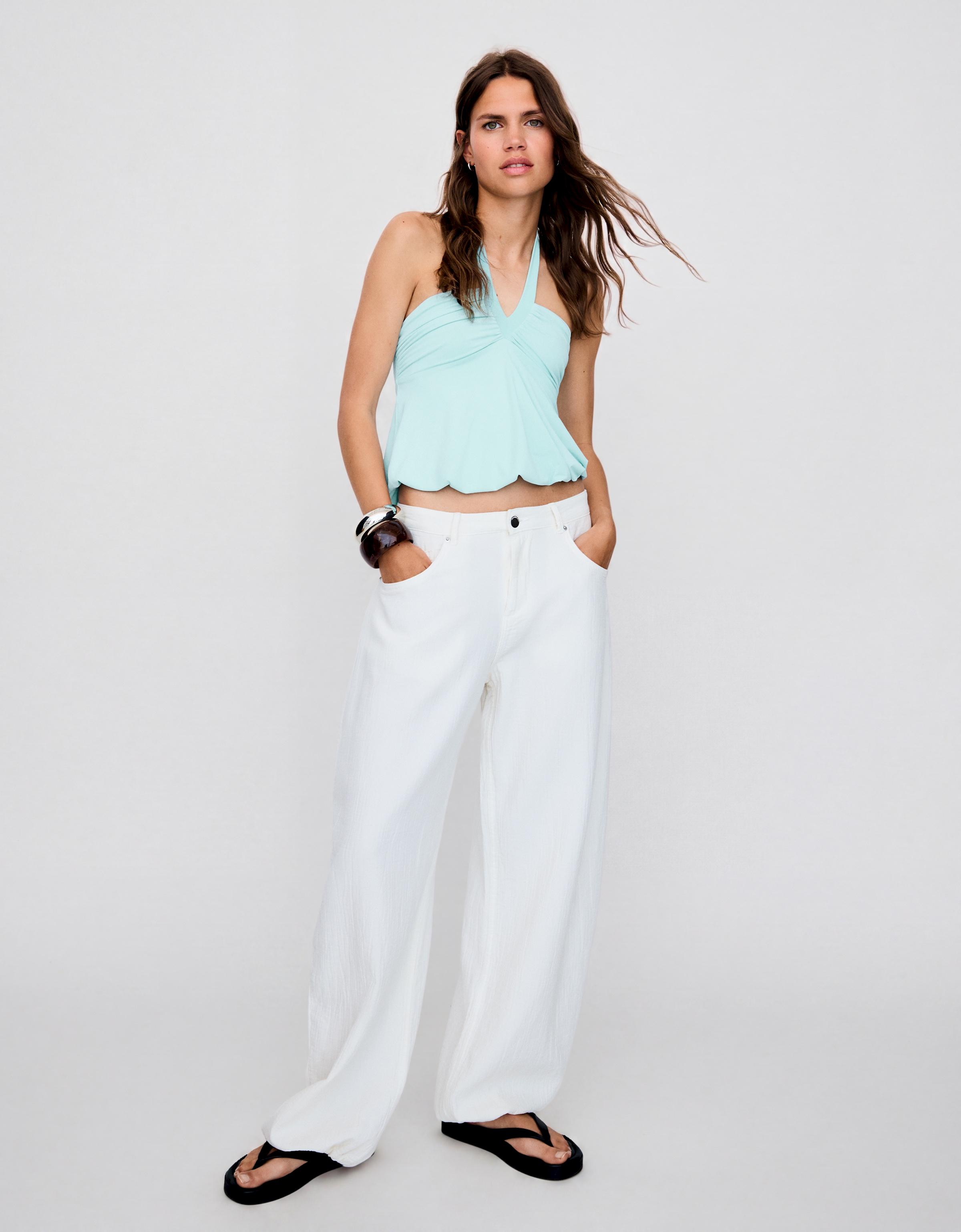 Halter peplum top — Turquoise
