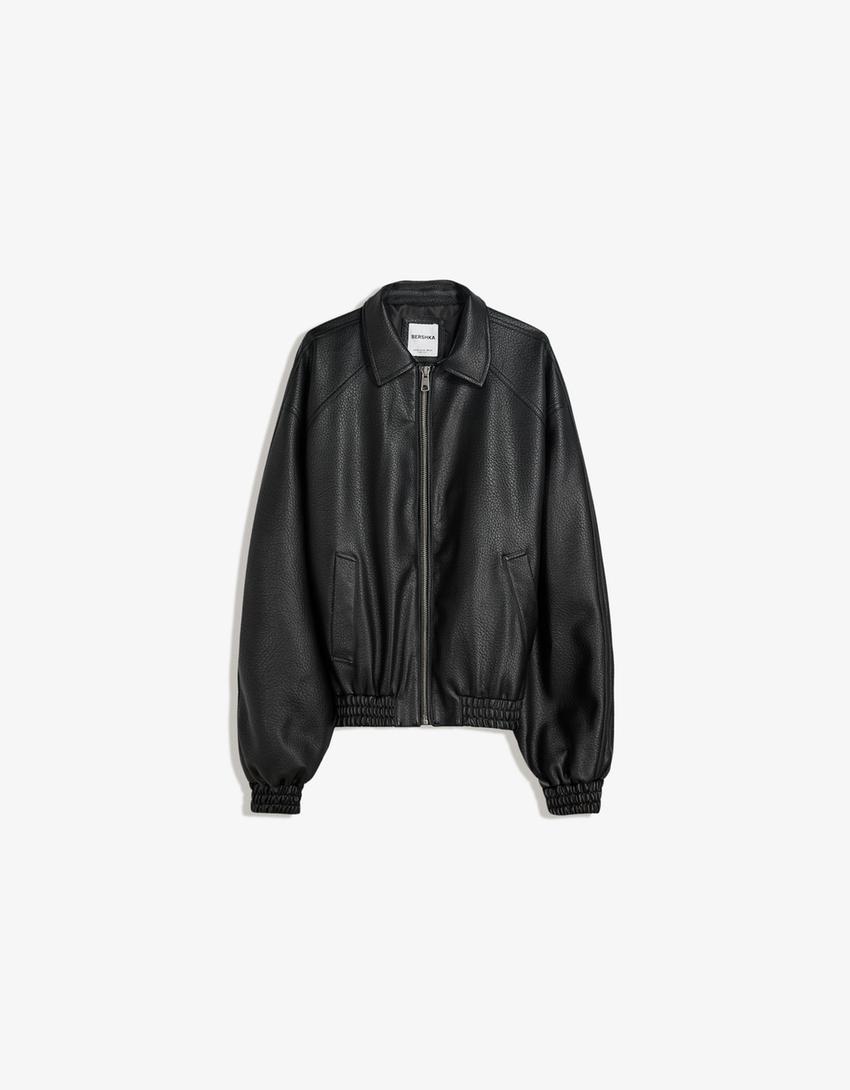 Leather effect jacket-Black