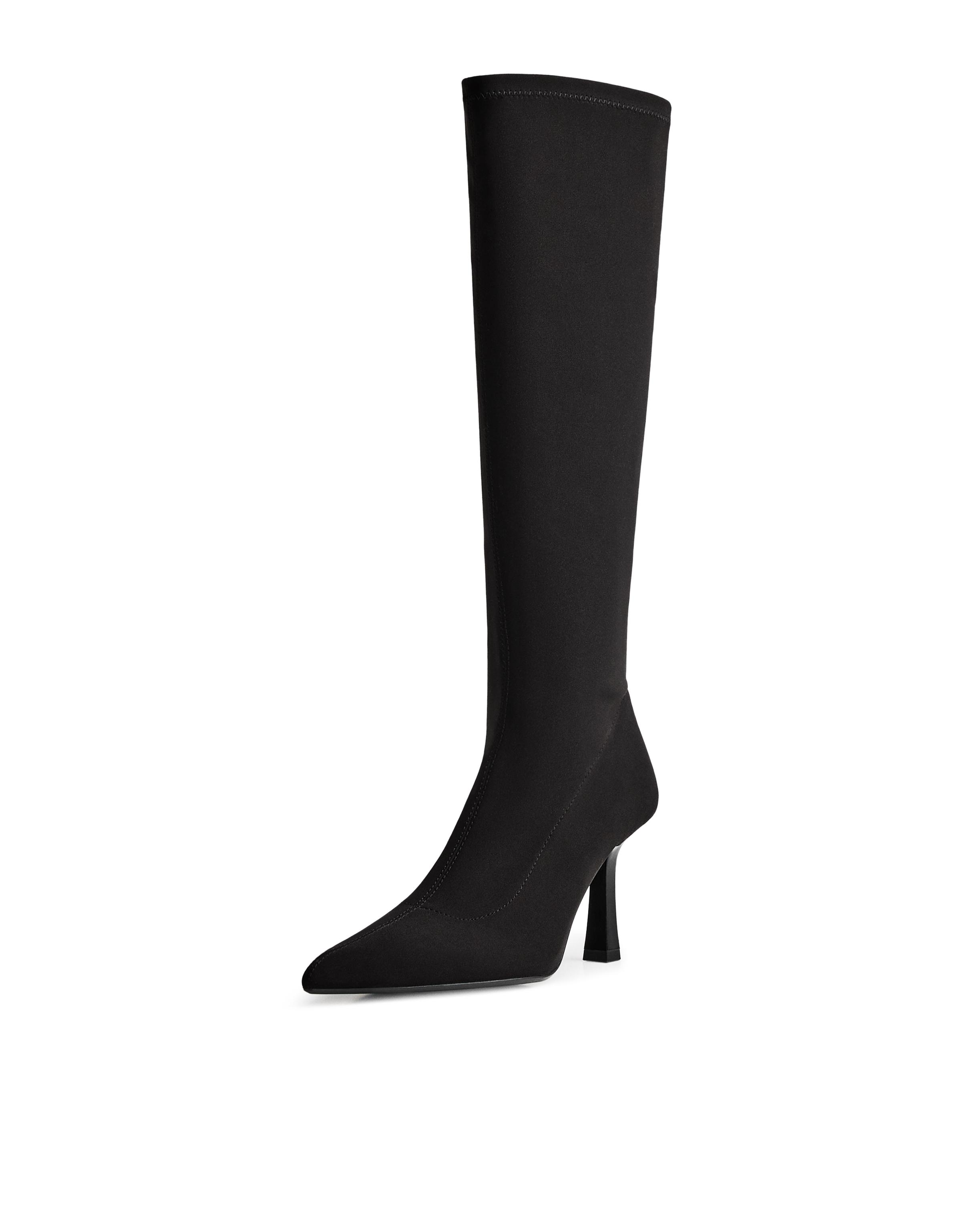 Fitted heeled boots — BLACK