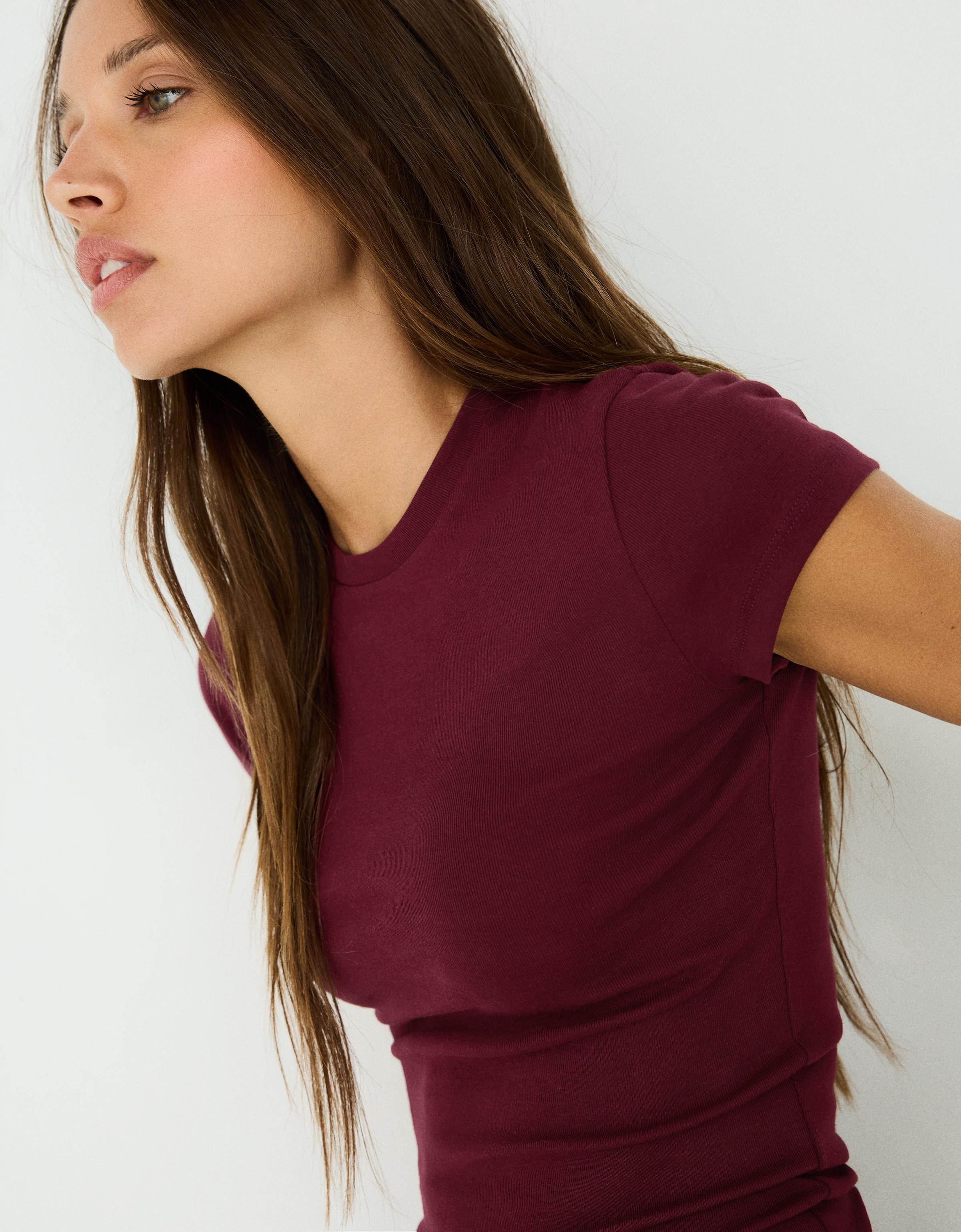 Short sleeve round neck T-shirt — Burgundy