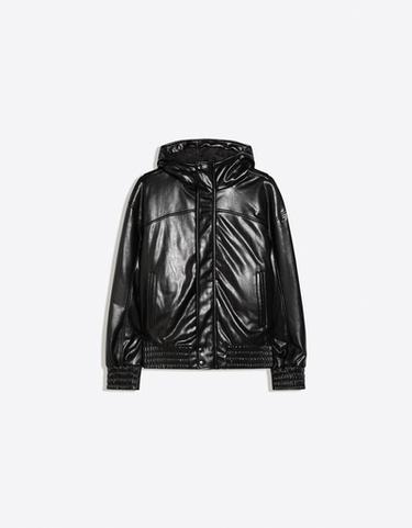 Hooded leather effect jacket — Black 5