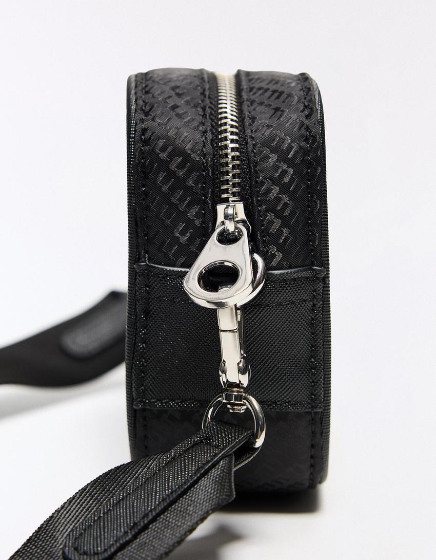 Sac bandoulière technique monogrammé-Noir