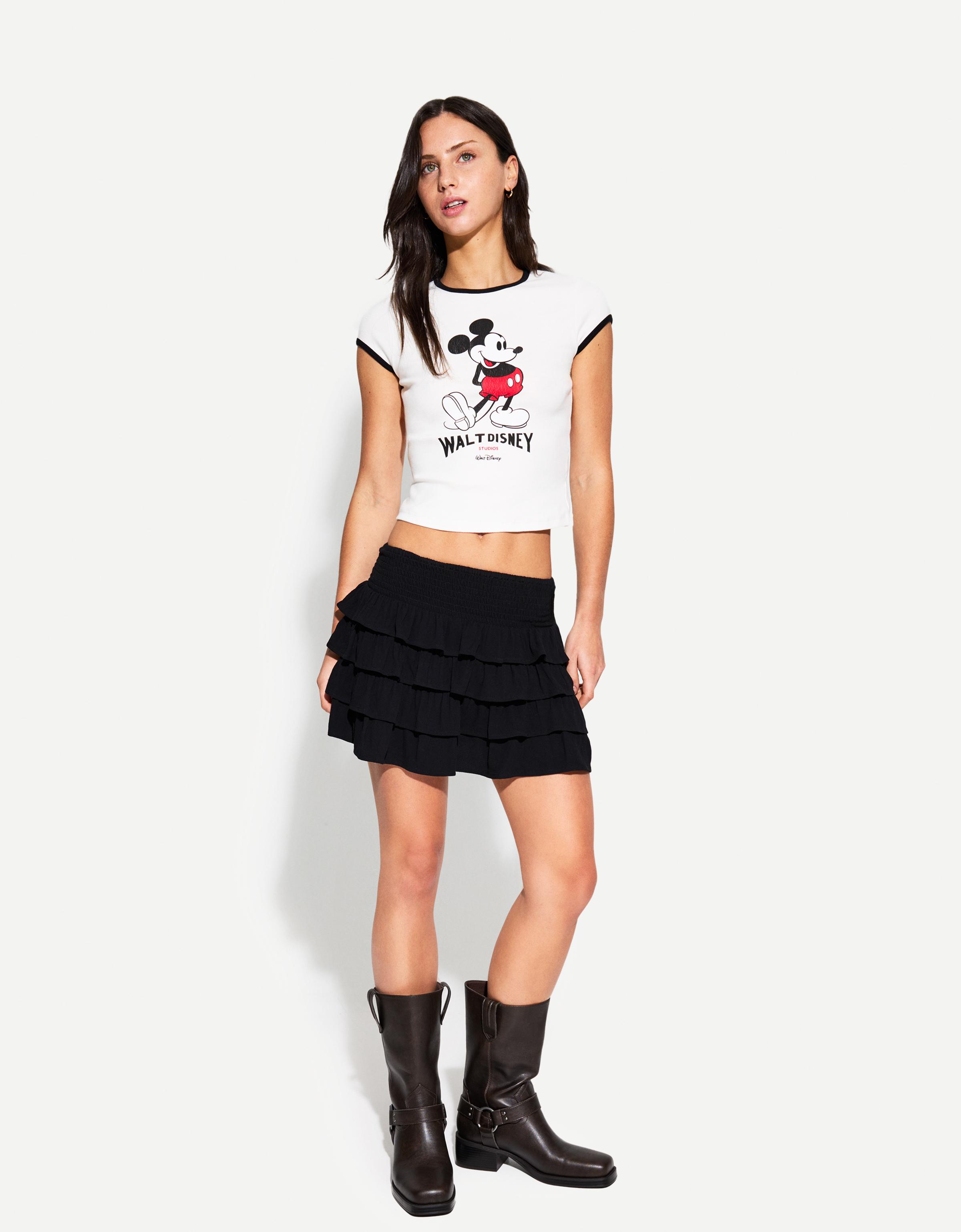 Bershka Minirock Mit Volants Damen S Schwarz