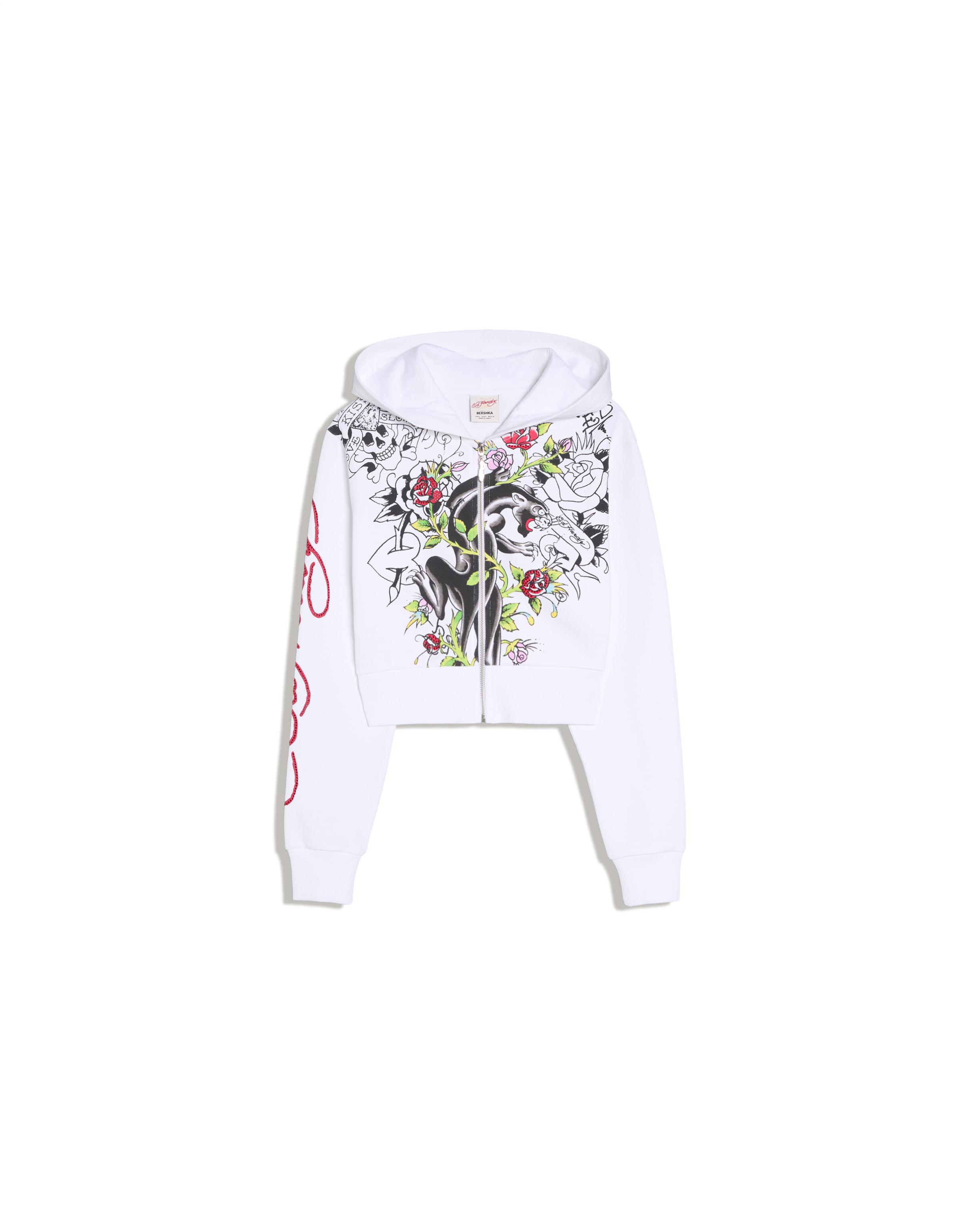 ED HARDY X BERSHKA printed hoodie — Off white