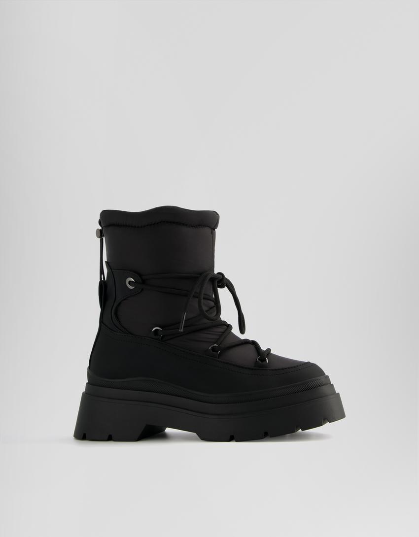 Botins acolchoados pormenor cordões-Preto-6