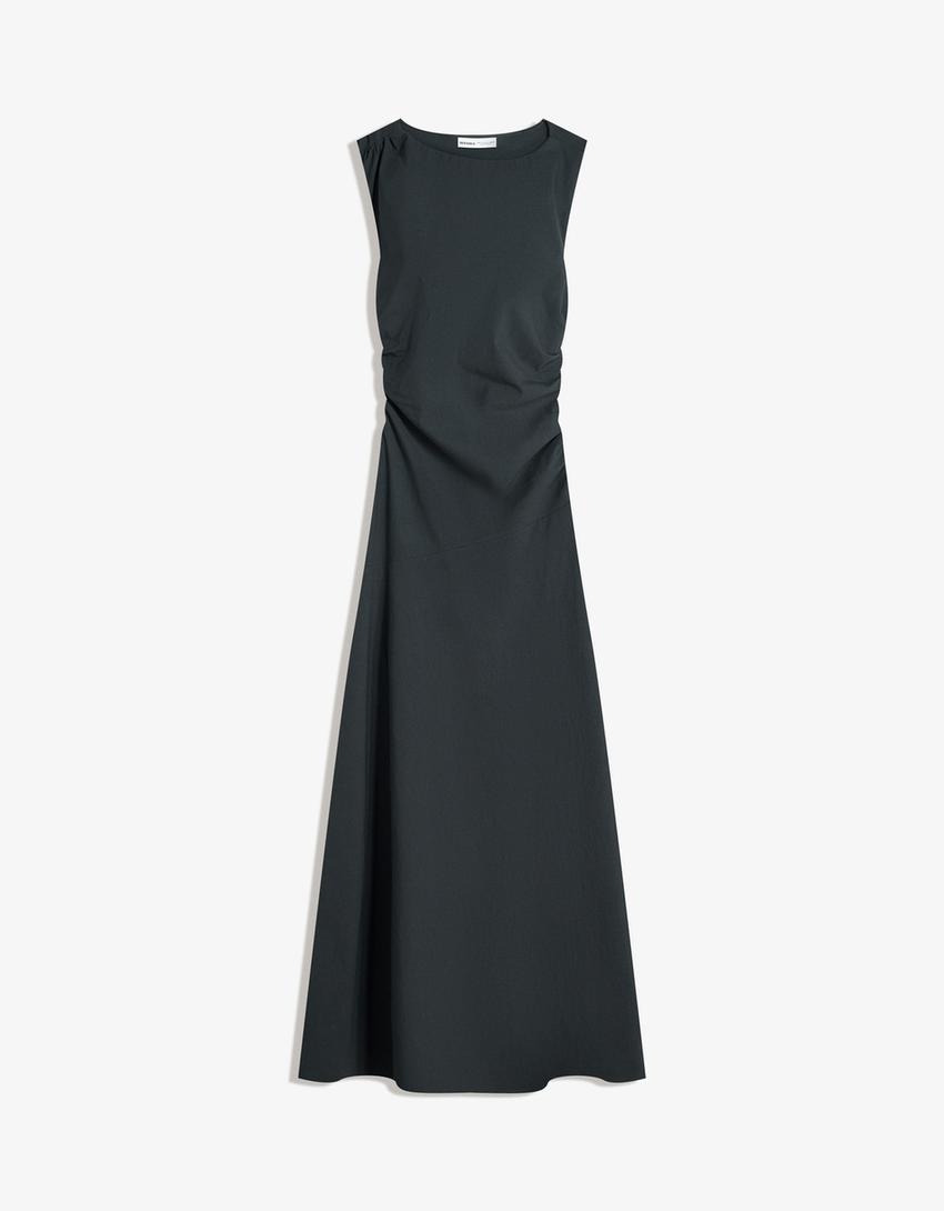 Bengaline midi dress-Navy