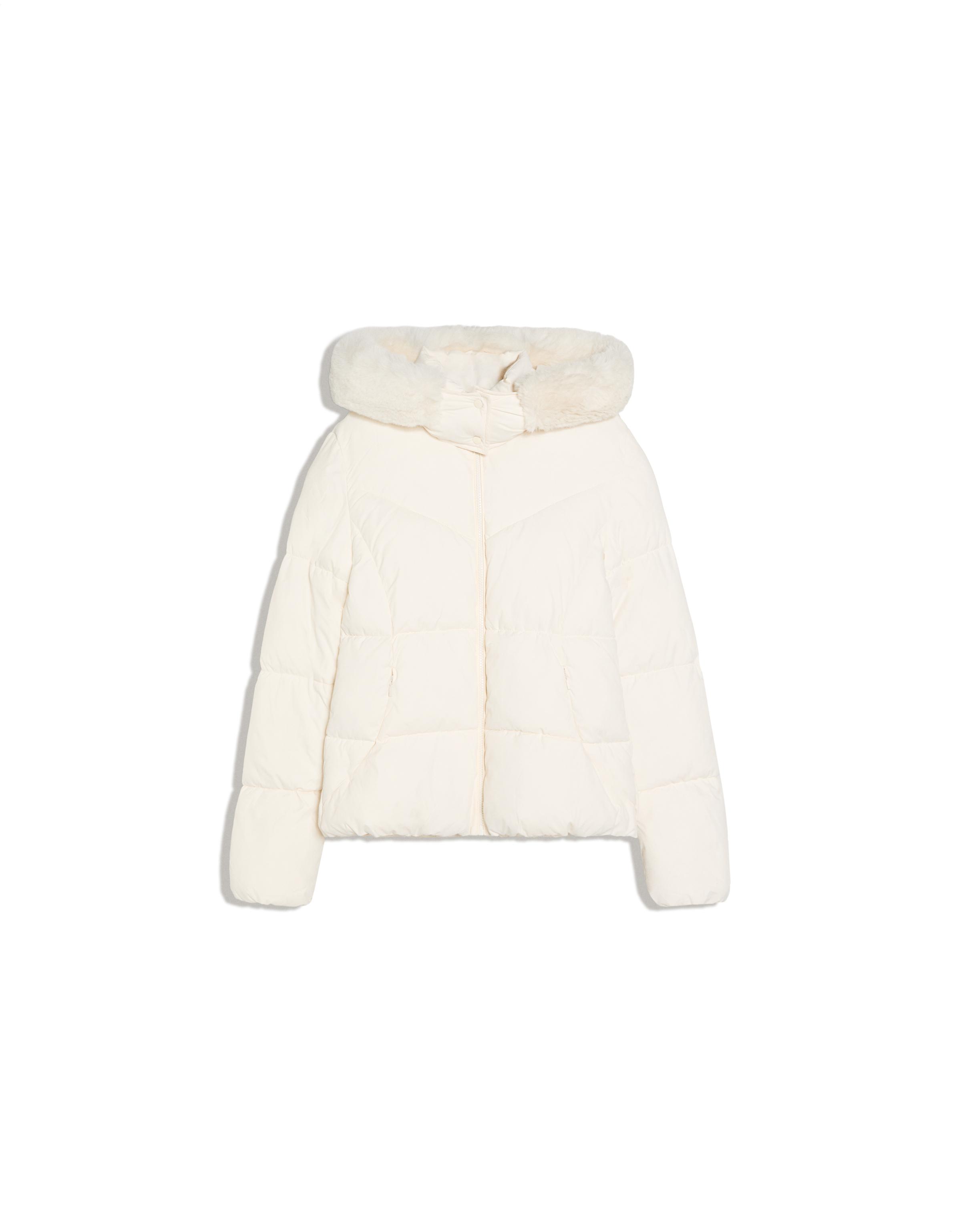 Padded jacket with fur hood — Cream