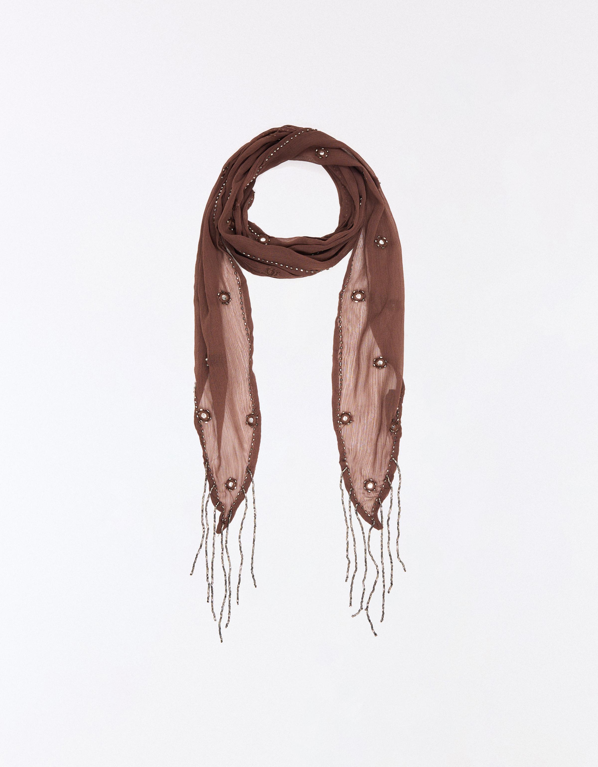 Fringed scarf — Brown