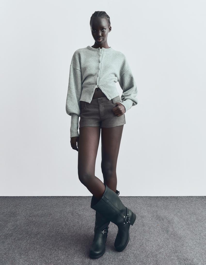 Mini-short en laine-Gris