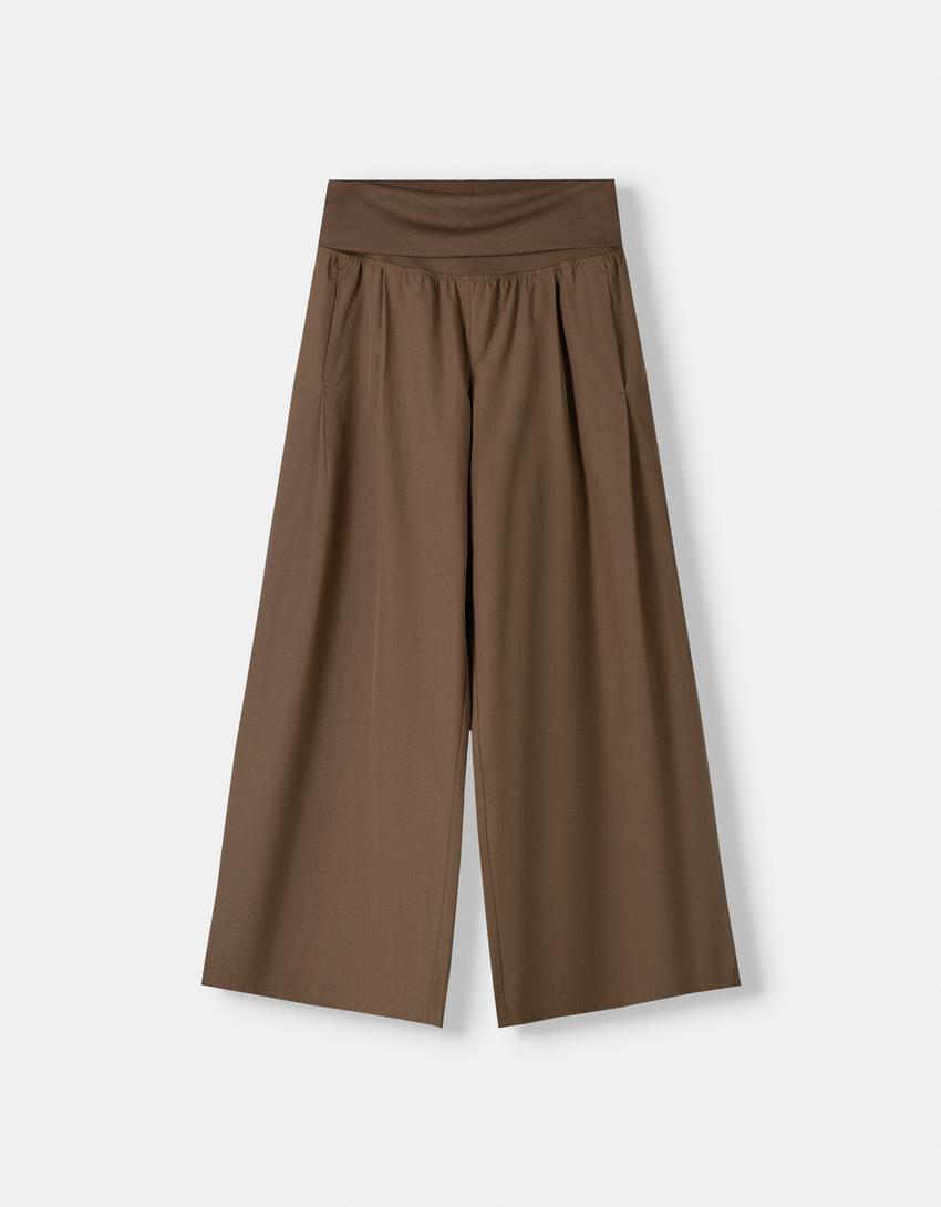 Wide-leg trousers with fold-over waist