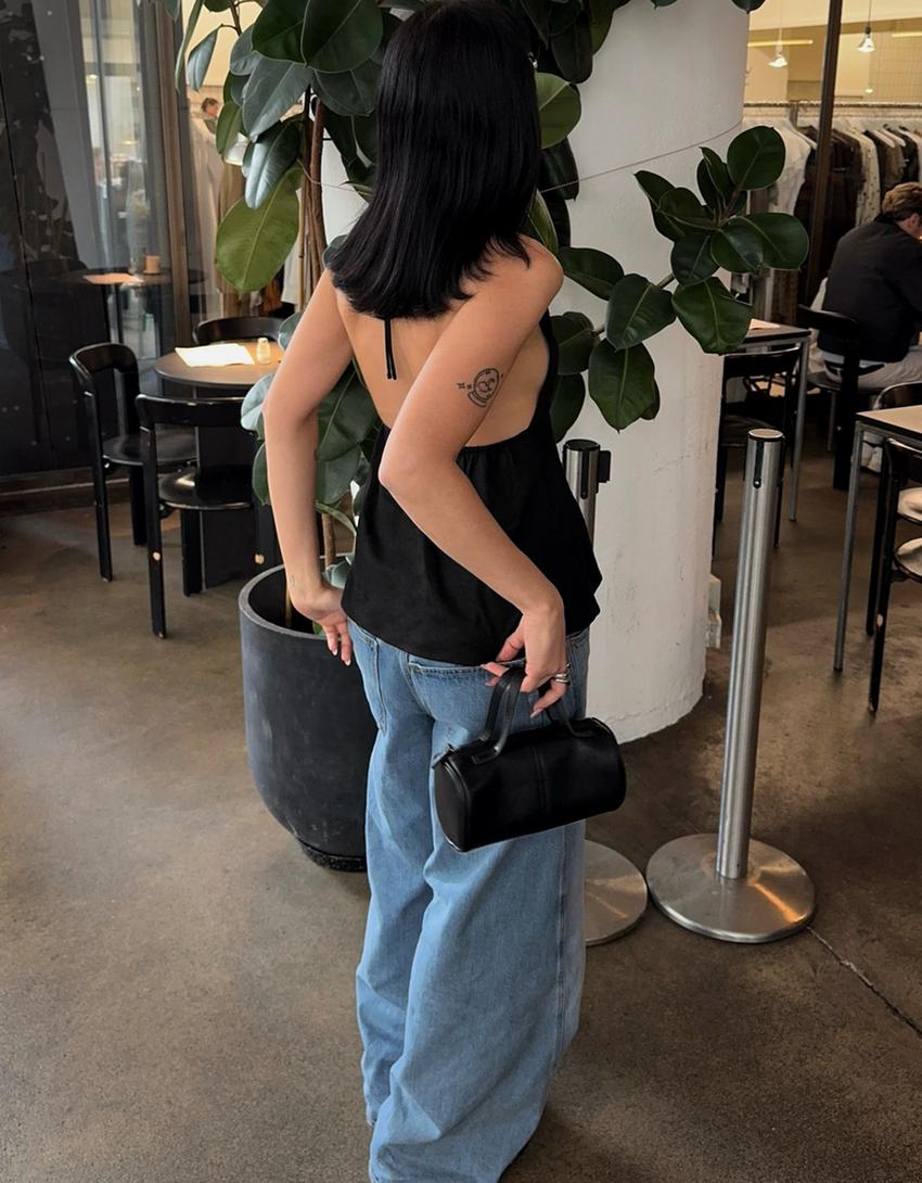 Keten halter top-Siyah