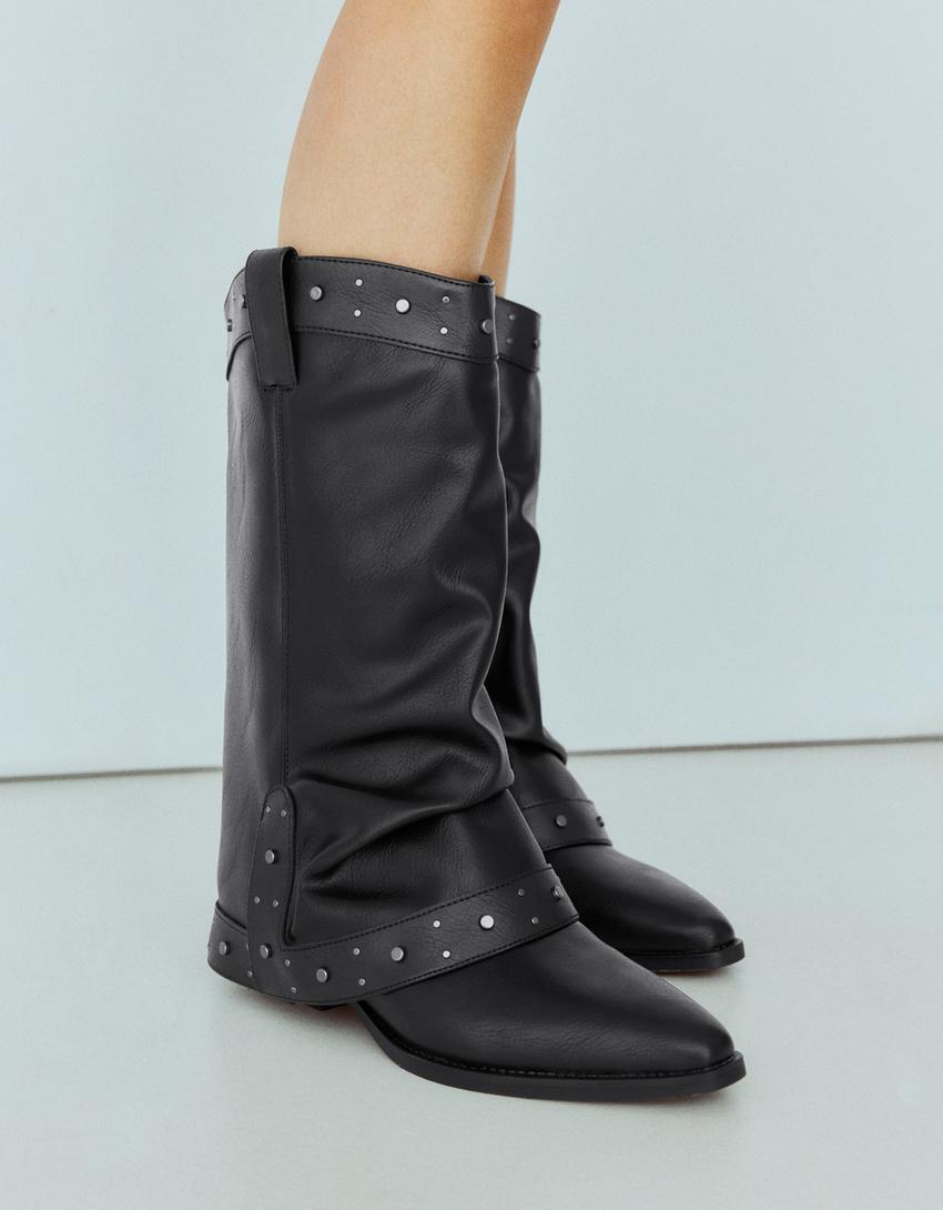 Cowboy trouser boots-BLACK