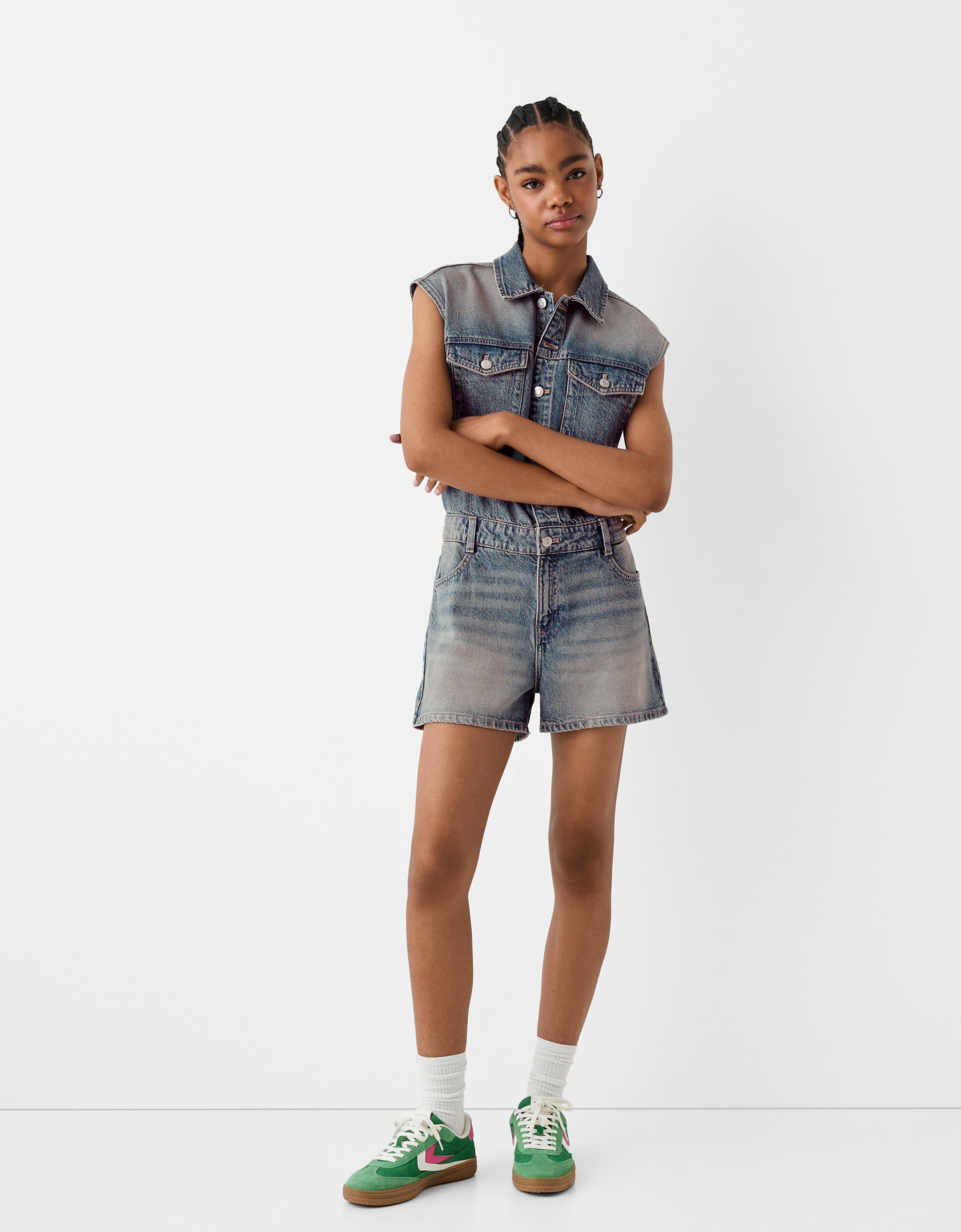 Denim jumpsuit bershka on sale