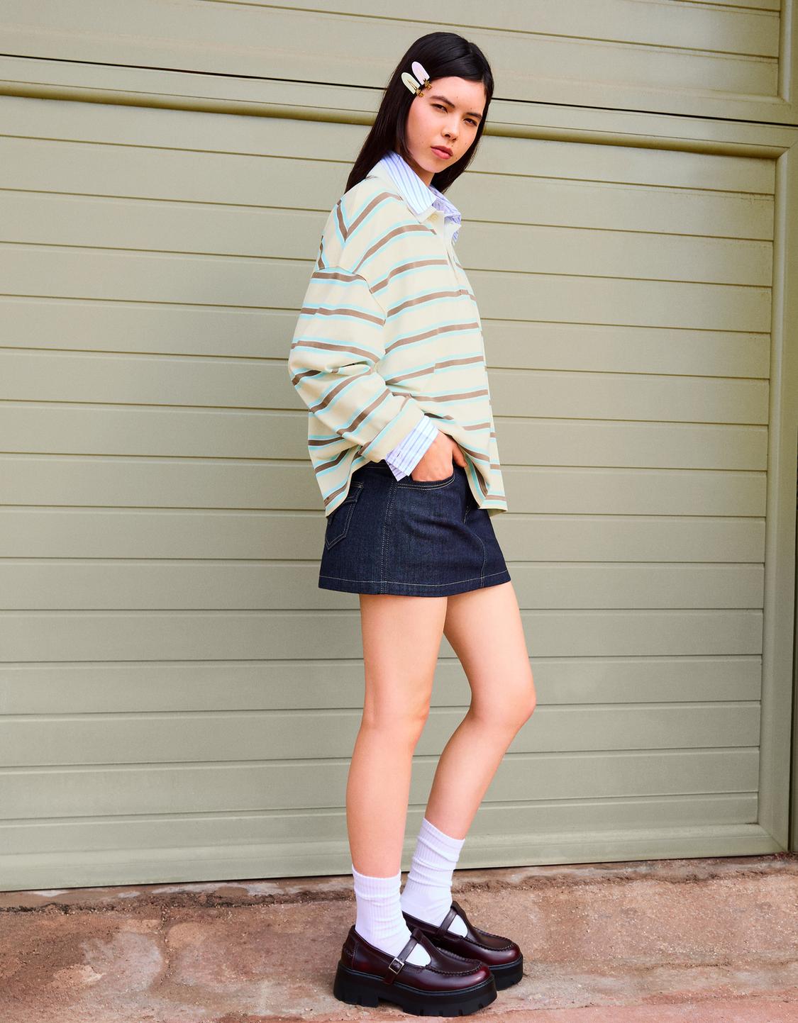 Long sleeve polo collar T-shirt