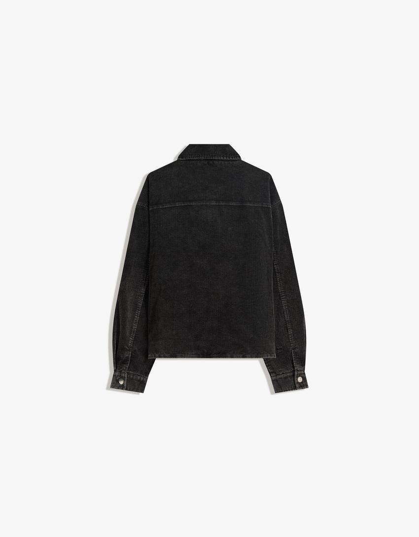 Boxy fit corduroy jacket-Black