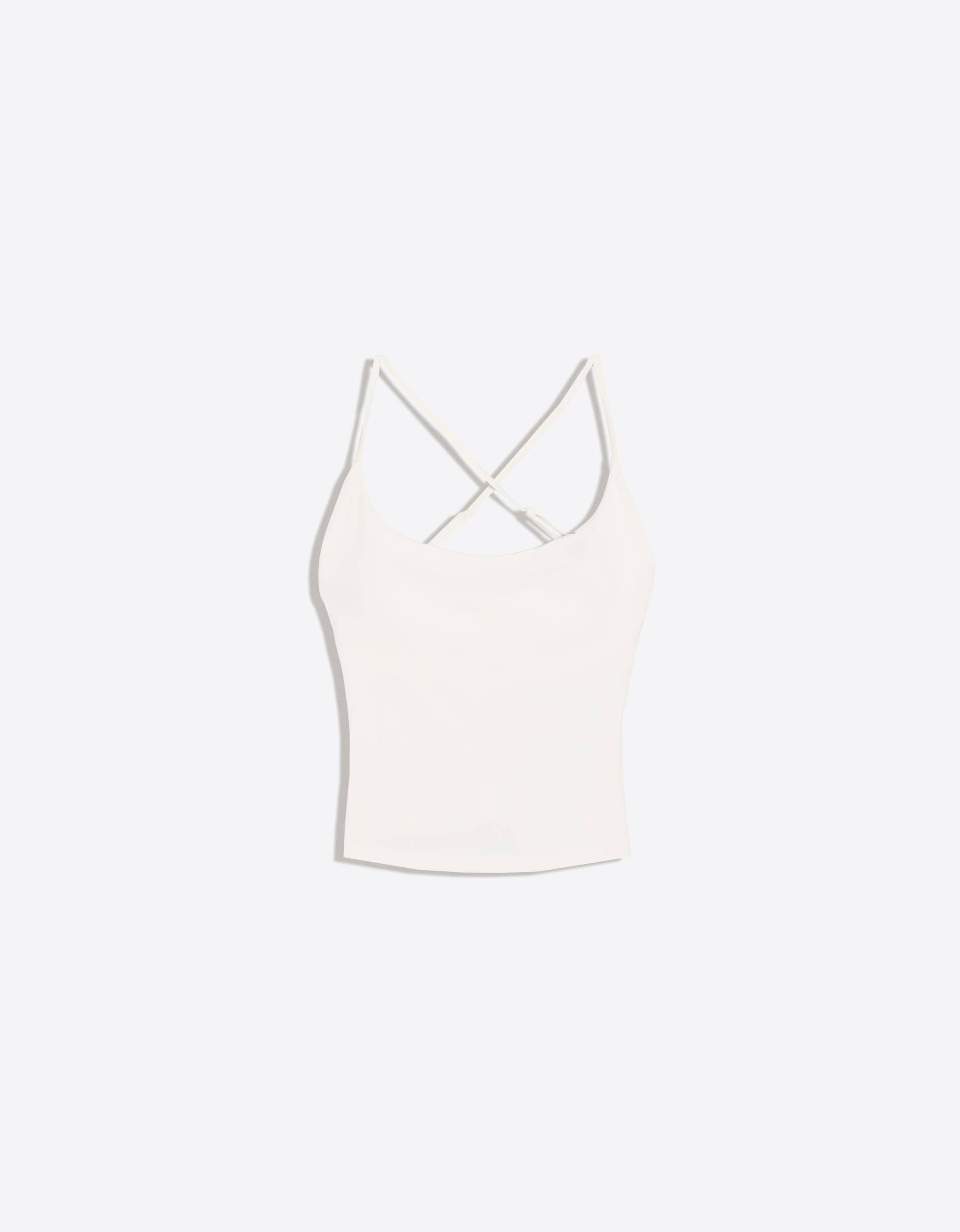 Bershka Camiseta Tirantes Técnica Mujer Avena