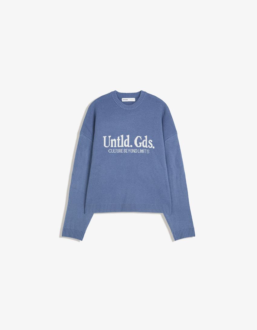 Jacquard-Print-Pullover-Blau