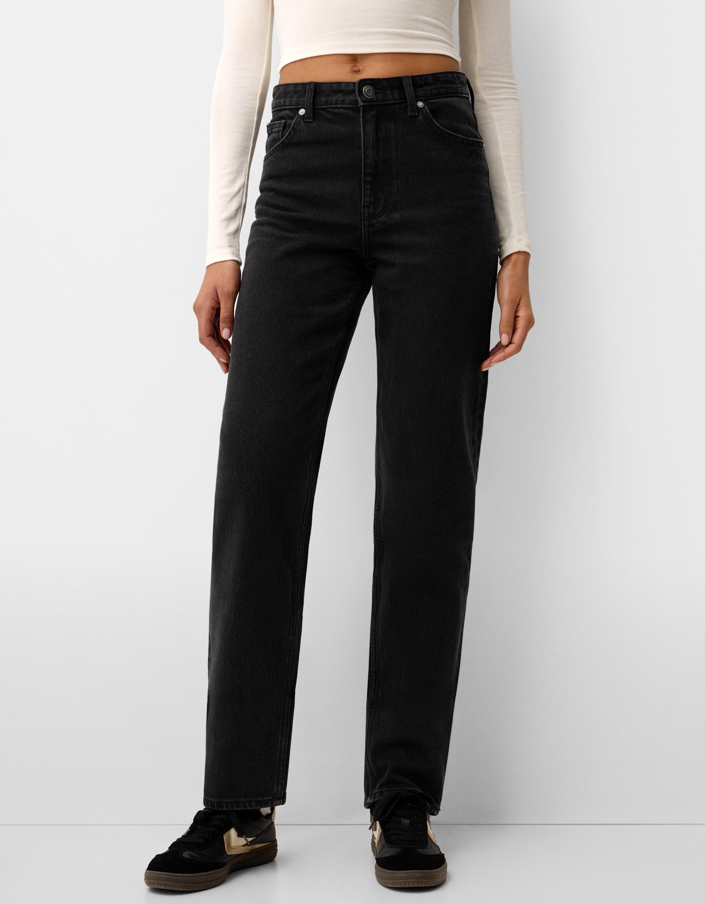 Bershka Mom-Jeans Mit Hohem Bund Damen 34 Schwarz