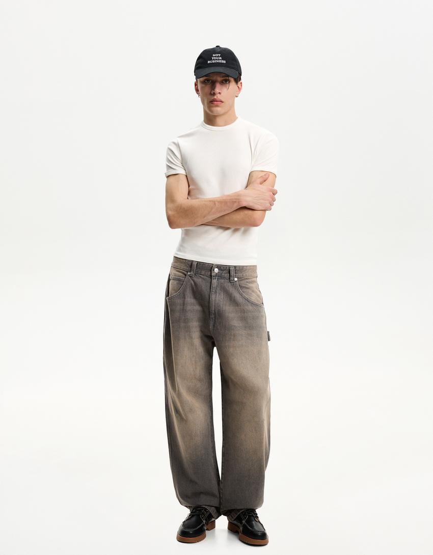 Balloon fit baggy jean-Kahverengi-0