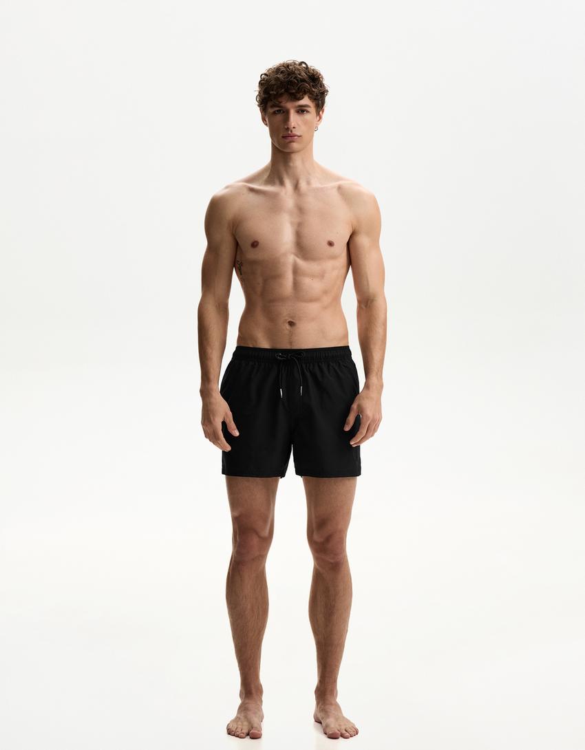 Plain swimming trunks-Black