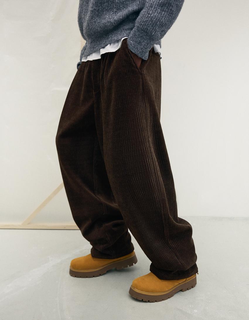 Pantalon chenille ultra baggy fit-Marron