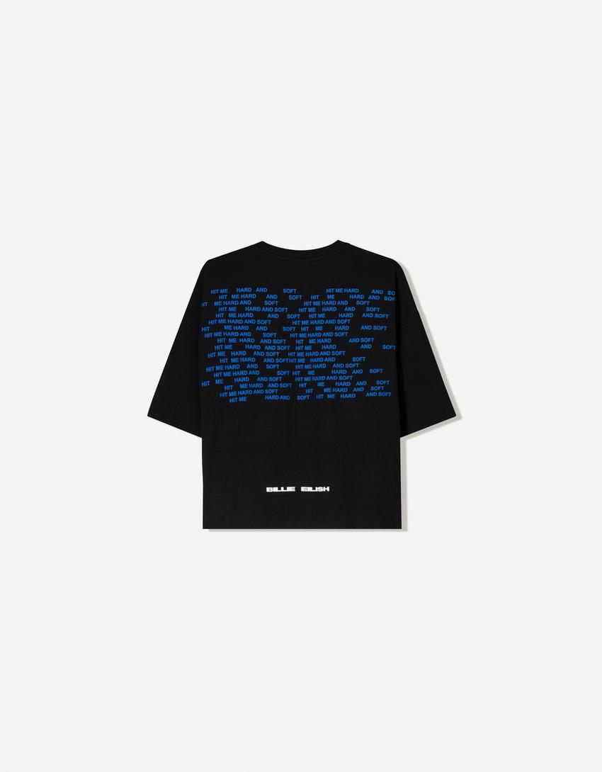Short sleeve Billie Eilish print T-shirt-Black