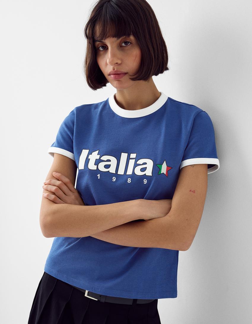 T-shirt manches courtes imprimé-Bleu lavé-2