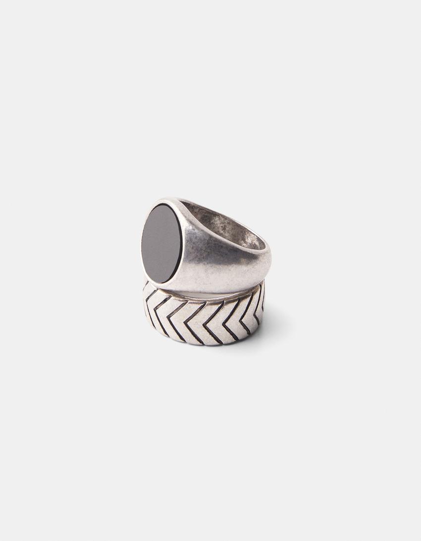 3-pack of signet rings-Silver