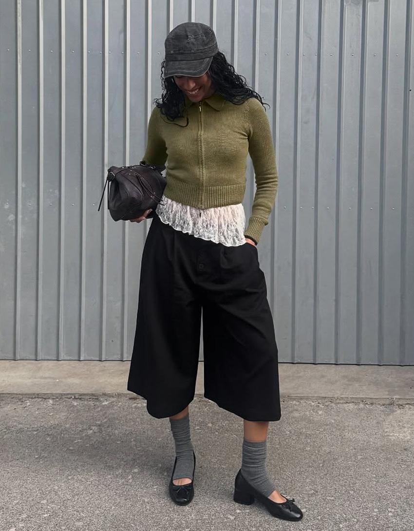 Polo-jacka med dragkedja-Grön